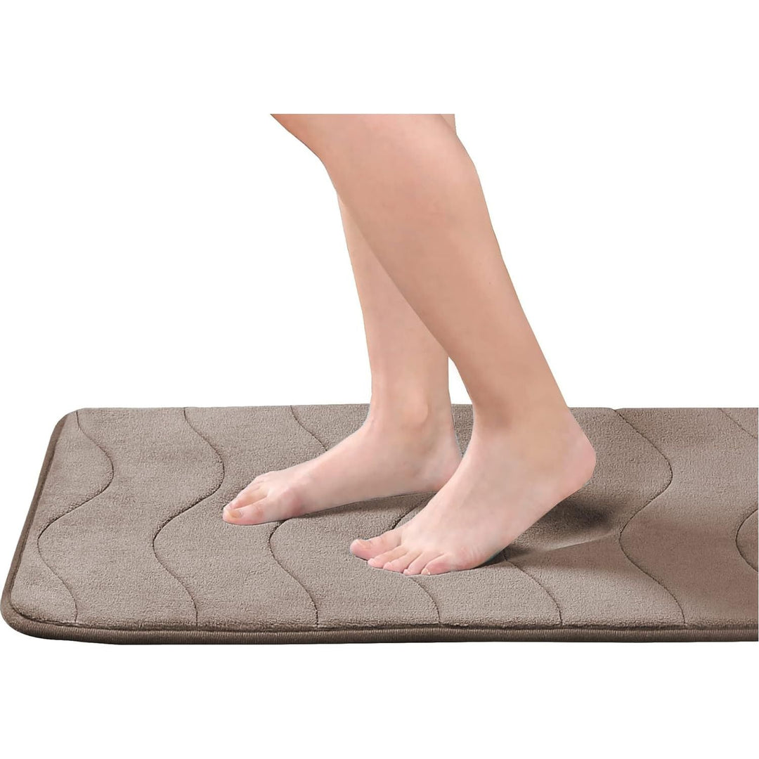 H.VERSAILTEX Premium Soft Microfiber Bath Mat for Bathroom, Memory Foam Mat, Non Slip Bathroom Rug Water Absorbent Floor Rug Carpet for Entry/Kitchen, Taupe Waved Pattern, 20" x 32", 1 Pack - Just Closeouts Canada Inc.