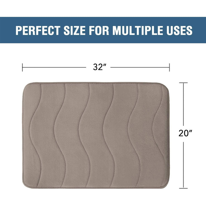 H.VERSAILTEX Premium Soft Microfiber Bath Mat for Bathroom, Memory Foam Mat, Non Slip Bathroom Rug Water Absorbent Floor Rug Carpet for Entry/Kitchen, Taupe Waved Pattern, 20" x 32", 1 Pack - Just Closeouts Canada Inc.