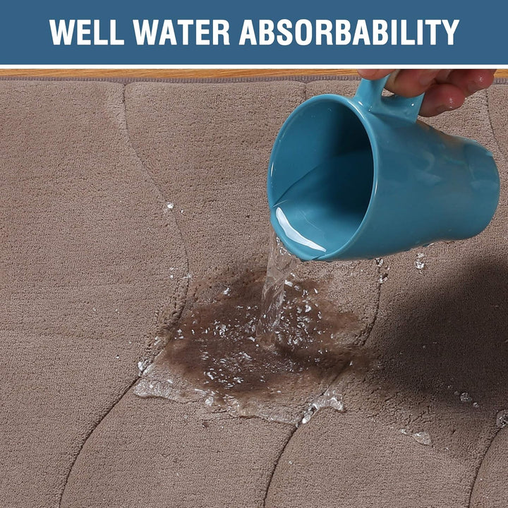 H.VERSAILTEX Premium Soft Microfiber Bath Mat for Bathroom, Memory Foam Mat, Non Slip Bathroom Rug Water Absorbent Floor Rug Carpet for Entry/Kitchen, Taupe Waved Pattern, 20" x 32", 1 Pack - Just Closeouts Canada Inc.