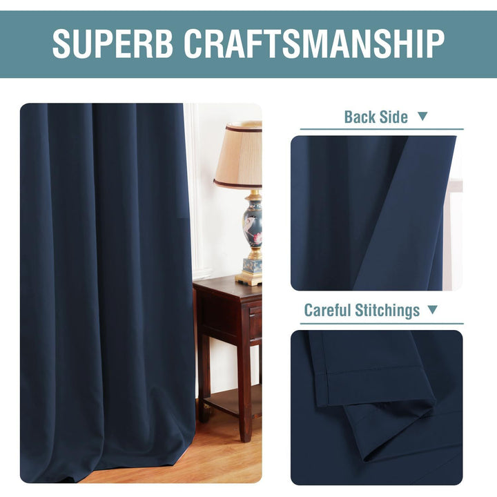 H.VERSAILTEX Ultra Soft Premier Blackout Curtain for Living Room Extra Long, Thermal Insulated Bedroom Curtains Grommet Top, Noise Reducing Patio Door Curtain - Navy Blue, One Panel, 52'W x 96'L - Just Closeouts Canada Inc.