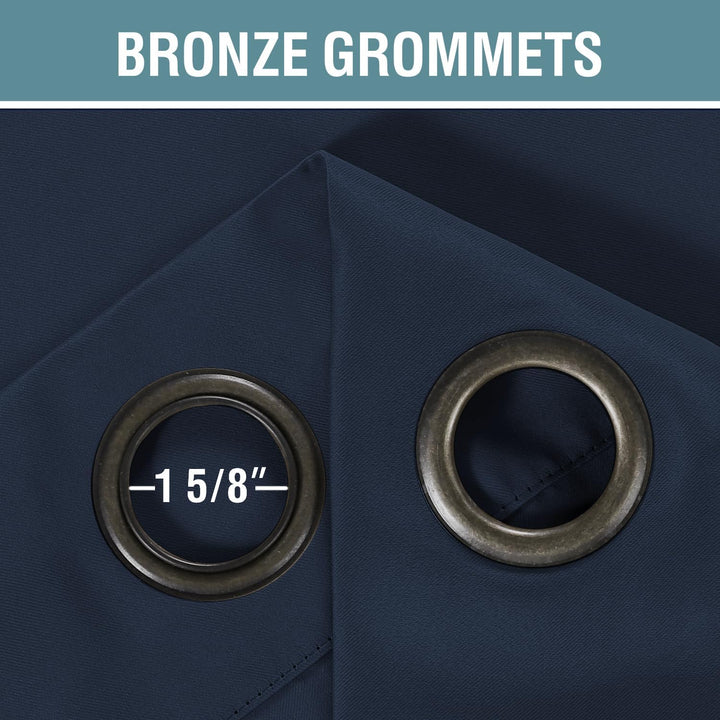 H.VERSAILTEX Ultra Soft Premier Blackout Curtain for Living Room Extra Long, Thermal Insulated Bedroom Curtains Grommet Top, Noise Reducing Patio Door Curtain - Navy Blue, One Panel, 52'W x 96'L - Just Closeouts Canada Inc.