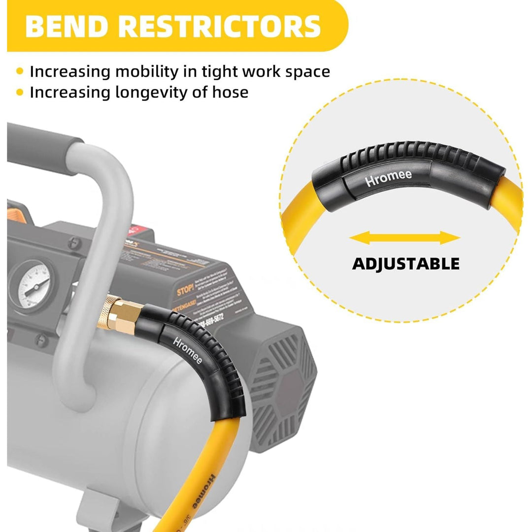 Hybrid Lead - in Air Hose 3/8 Inch x 6FT with 1/4"NPT Quick Coupler and Plug 300PSI Yellow Whip Compressor Hose Short - Just Closeouts Canada Inc.X001Y5PH7H