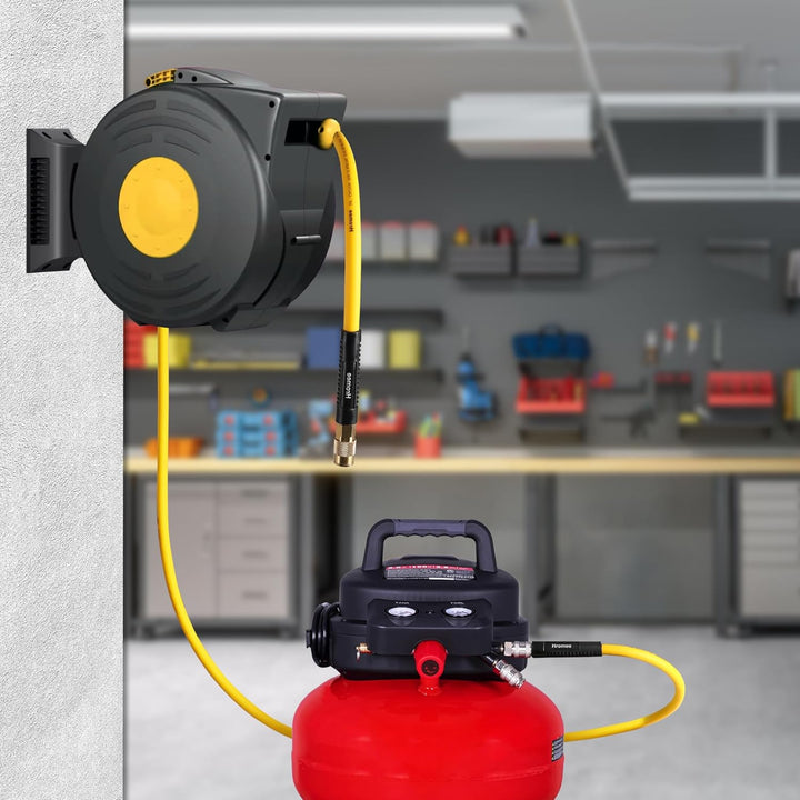 Hybrid Lead - in Air Hose 3/8 Inch x 6FT with 1/4"NPT Quick Coupler and Plug 300PSI Yellow Whip Compressor Hose Short - Just Closeouts Canada Inc.X001Y5PH7H