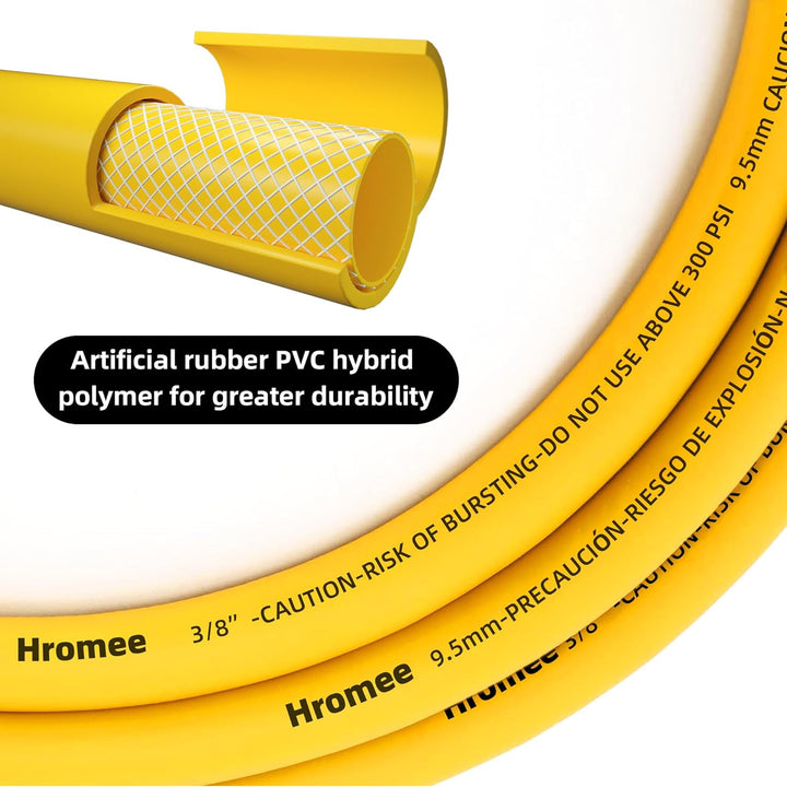 Hybrid Lead - in Air Hose 3/8 Inch x 6FT with 1/4"NPT Quick Coupler and Plug 300PSI Yellow Whip Compressor Hose Short - Just Closeouts Canada Inc.X001Y5PH7H