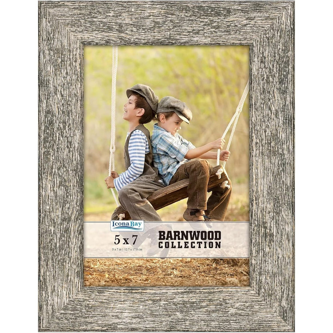 Icona Bay 5x7 (13x18 cm) Brown Oak Picture Frame, Country Rustic Style 5 x 7 Photo Frame, Table Top or Wall Mount, Barnwood Collection - Just Closeouts Canada Inc.
