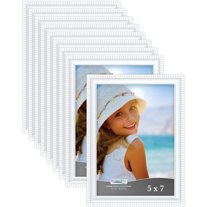 Icona Bay 5x7 (13x18 cm) Picture Frames (White, 12 Pack), Beautifully Detailed Molding, Contemporary Picture Frame Set, Wall Mount or Table Top, Inspirations Collection - Just Closeouts Canada Inc.