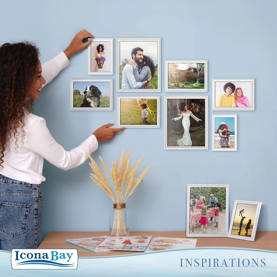Icona Bay 5x7 (13x18 cm) Picture Frames (White, 12 Pack), Beautifully Detailed Molding, Contemporary Picture Frame Set, Wall Mount or Table Top, Inspirations Collection - Just Closeouts Canada Inc.