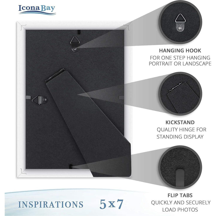 Icona Bay 5x7 (13x18 cm) Picture Frames (White, 12 Pack), Beautifully Detailed Molding, Contemporary Picture Frame Set, Wall Mount or Table Top, Inspirations Collection - Just Closeouts Canada Inc.