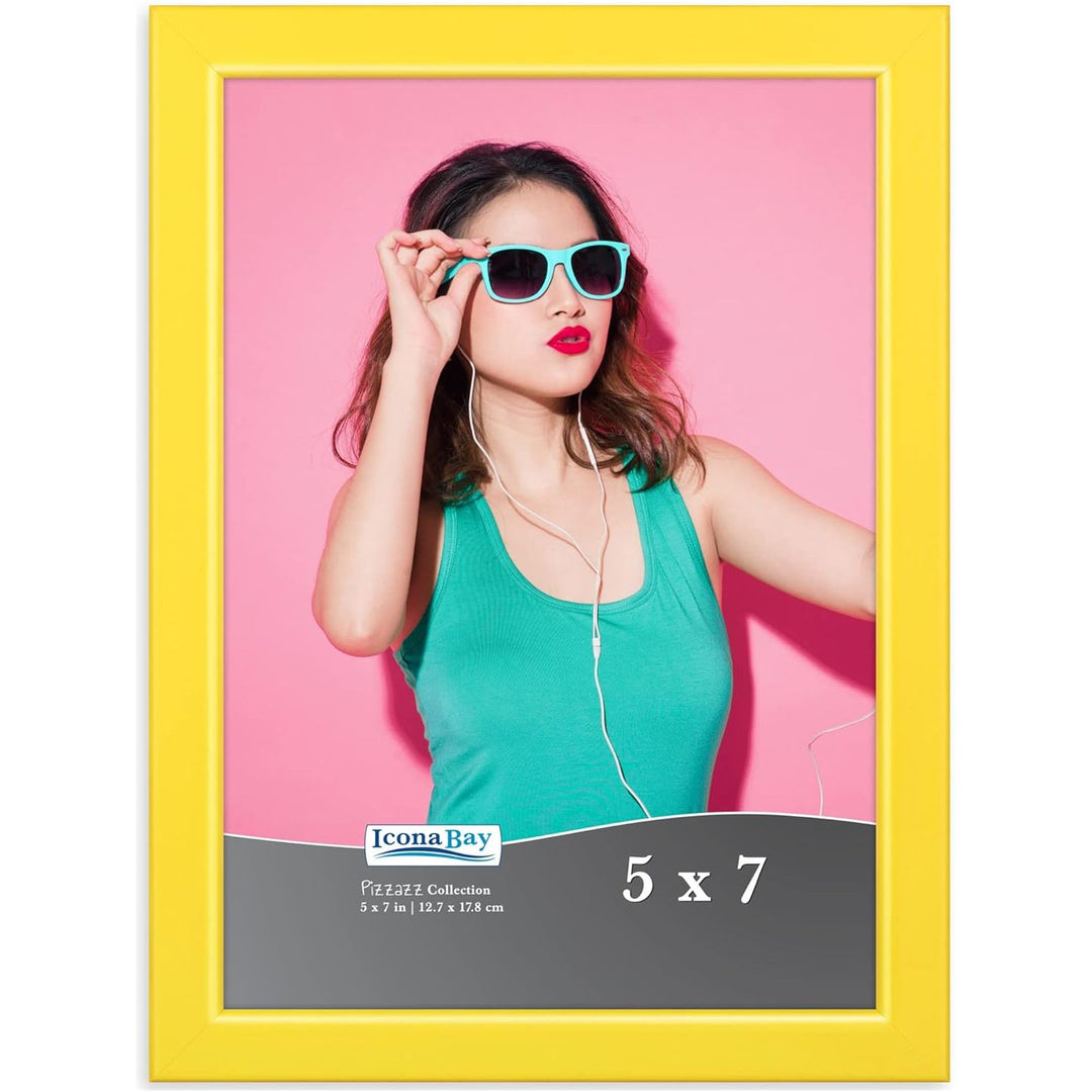 Icona Bay 5x7 (13x18 cm) Yellow Picture Frame, Colored Solid Wood Scandinavian Style Frame for Photo, Pizzazz Collection - Just Closeouts Canada Inc.