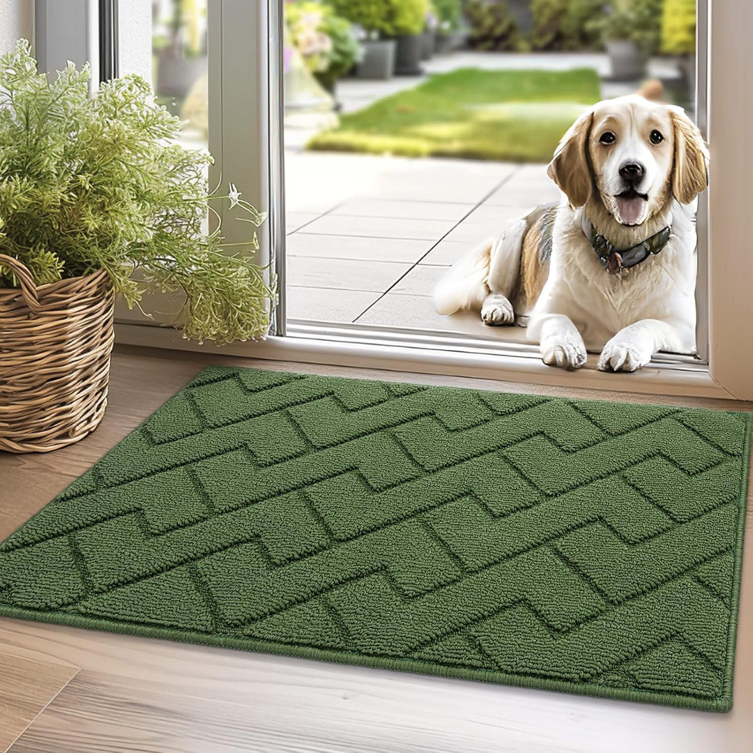Indoor Door Mat, Non Slip Door Mats,20"x31.5" Front Back Door Mat Rubber Backing, Absorbent Resist Dirt Entrance Inside Floor Mats for Entryway Washable Low - Profile(Green) - Just Closeouts Canada Inc.X0045DDJWP
