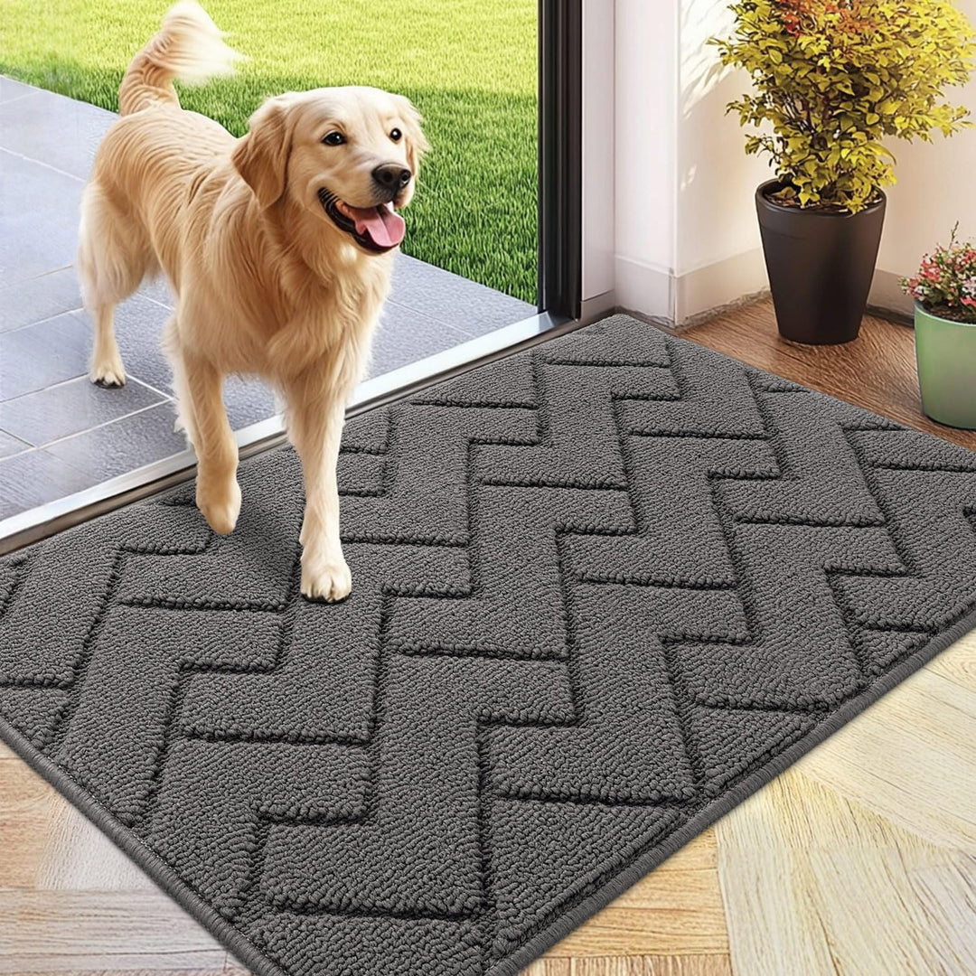 Indoor Doormat, Front Back Door Mat Rubber Backing Non Slip Door Mats 24"x35" Absorbent Resist Dirt Entrance Doormat Inside Floor Mats for Entryway Washable Low - Profile (Grey) - Just Closeouts Canada Inc.X002OY4W0P
