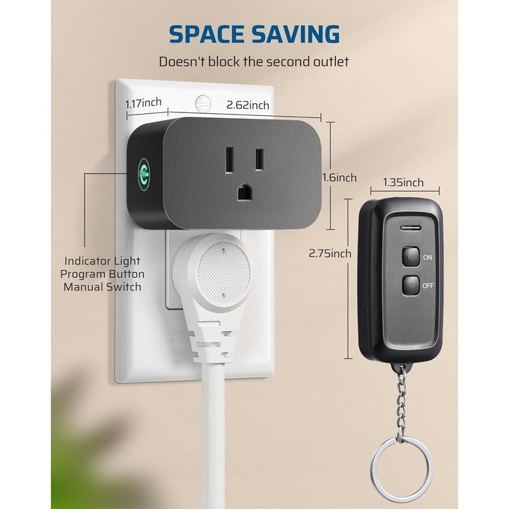 Indoor Remote Control Outlet, Wireless Remote Light Switch, No Interference Remote Outlet Switch, No Wiring, 15A/1875W, 100ft RF Range, Compact Design - Just Closeouts Canada Inc.X003DUE2T5