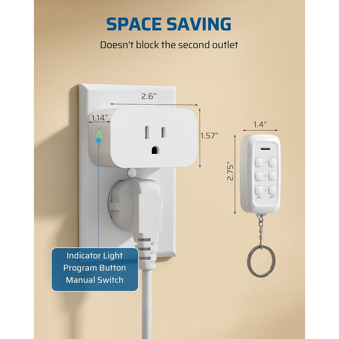Indoor Remote Control Outlet, Wireless Remote Outlets Switch, No Interference, 15A/1875W, 100FT RF Range, Compact Light Switch for Lamp, Fan, Christmas Decor, 3 Outlets - Just Closeouts Canada Inc.X004LLBUQD