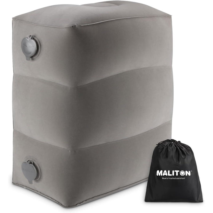 Inflatable Travel Foot Rest Pillow | Kids Airplane Bed | Adjustable Height Leg Pillow | Make a Flat Bed for Kids and Toddlers | Great for Airplane, Train, car (Grey, 1 Pack) - Just Closeouts Canada Inc.