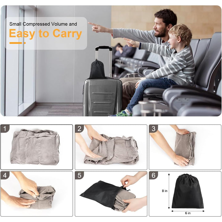 Inflatable Travel Foot Rest Pillow | Kids Airplane Bed | Adjustable Height Leg Pillow | Make a Flat Bed for Kids and Toddlers | Great for Airplane, Train, car (Grey, 1 Pack) - Just Closeouts Canada Inc.