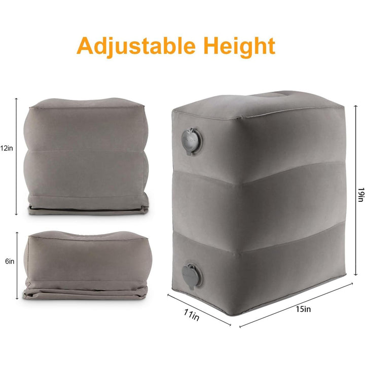 Inflatable Travel Foot Rest Pillow | Kids Airplane Bed | Adjustable Height Leg Pillow | Make a Flat Bed for Kids and Toddlers | Great for Airplane, Train, car (Grey, 1 Pack) - Just Closeouts Canada Inc.