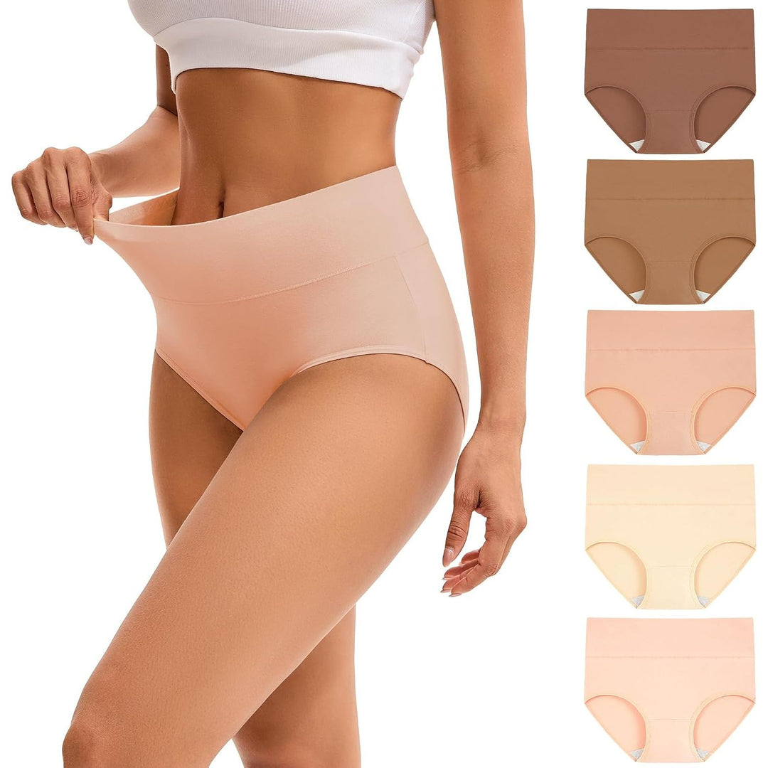 INNERSY Earthy Blush high-waisted underwear five-pack in 3XL