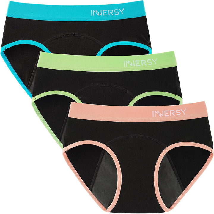 INNERSY girls period underwear Colored Black 12-14 years 3-pack main view