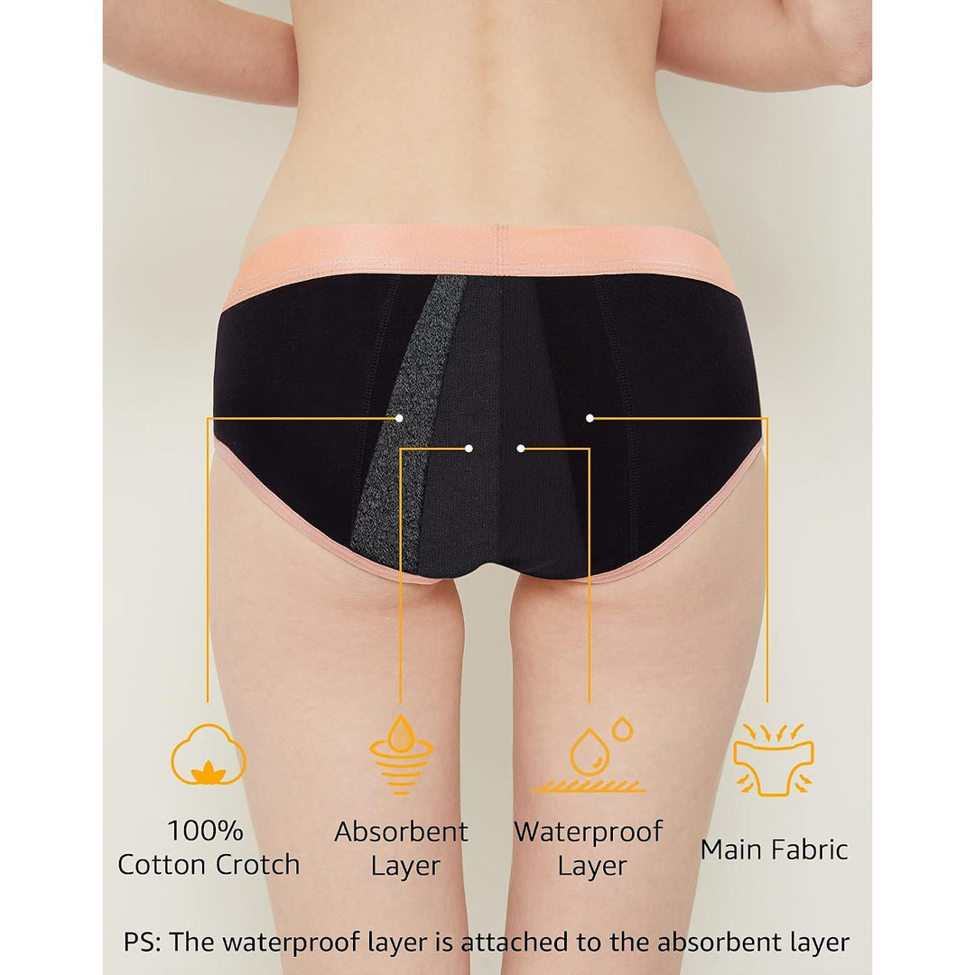 INNERSY girls period underwear Colored Black 12-14 years protection view
