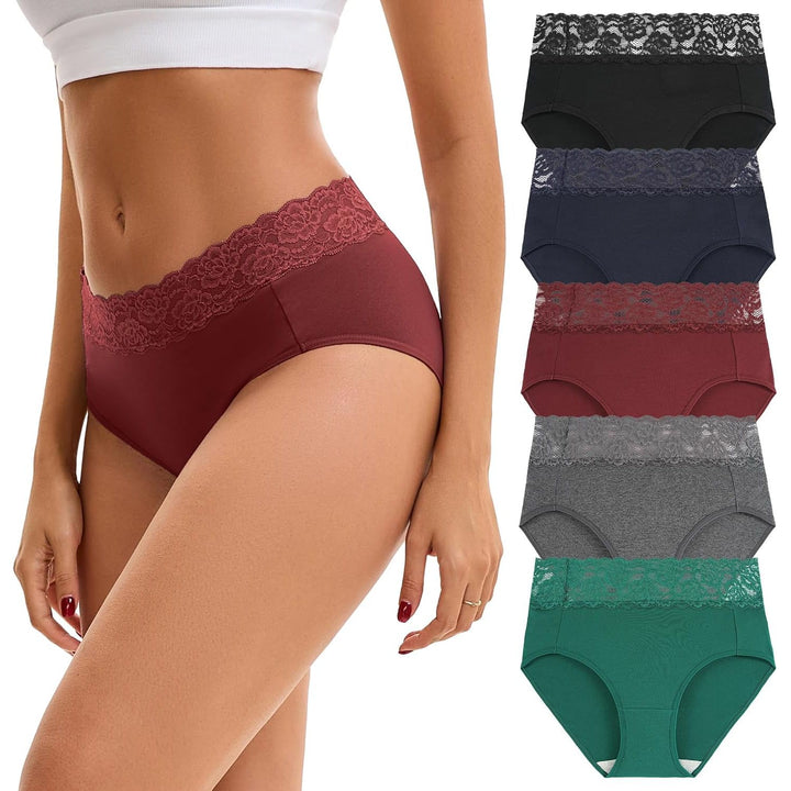 INNERSY Deep lace-waist underwear five-pack in XXL