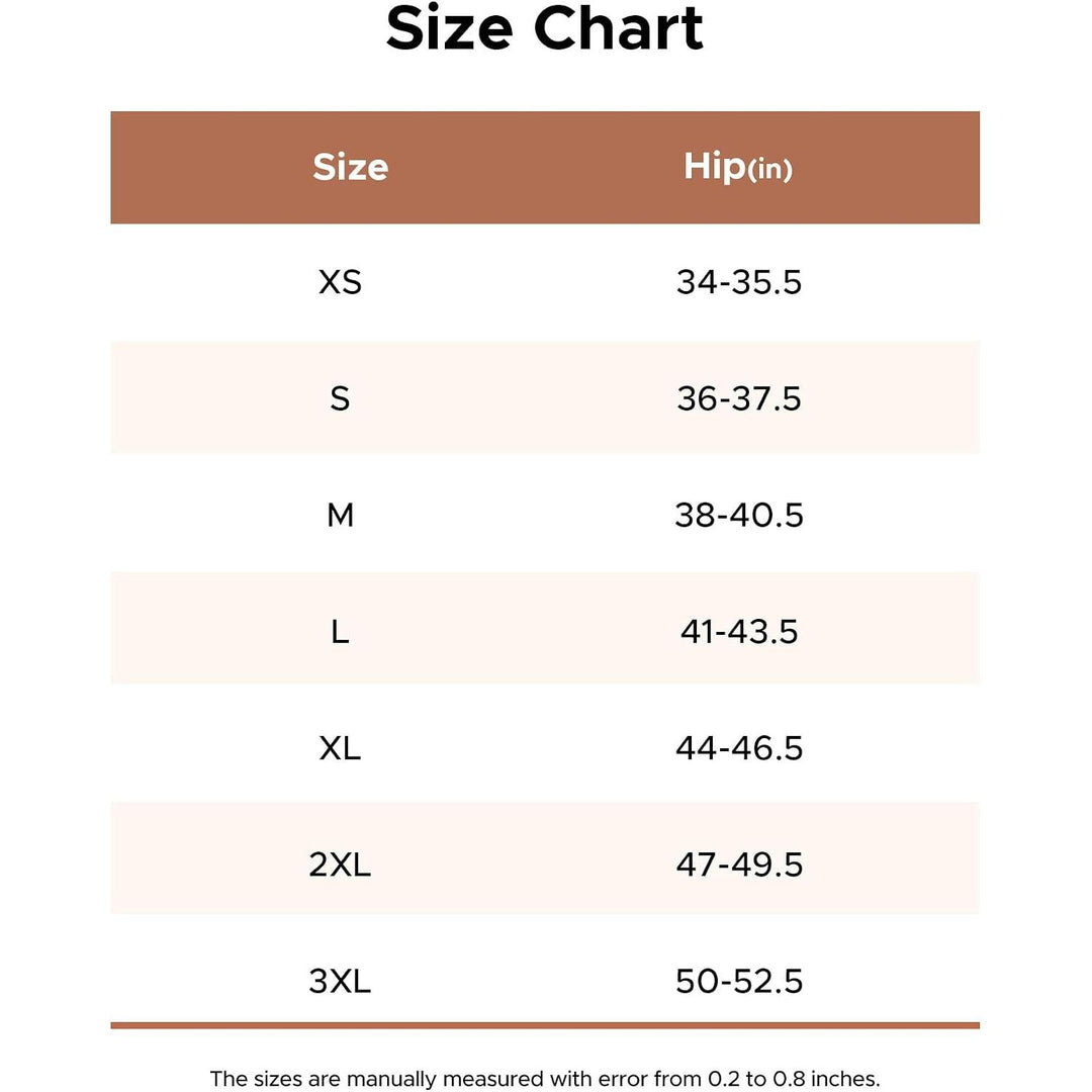 INNERSY lace-waist underwear size chart: XL hip 44–46.5 inches