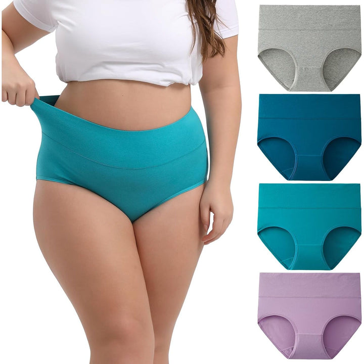 INNERSY Mint Sky high-waisted underwear four-pack in 5XL