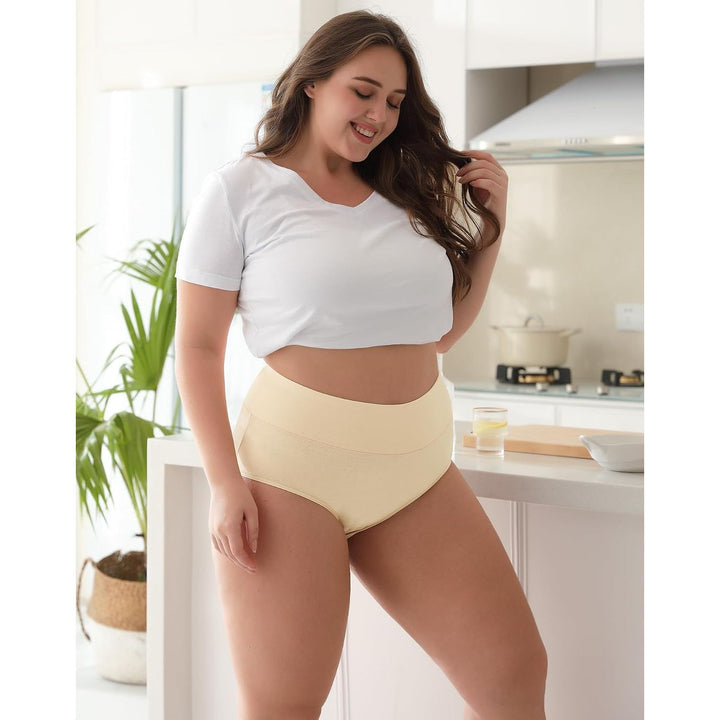 INNERSY Women's High-Waisted Cotton Briefs – Beige, 5XL, 4-Pack - Just Closeouts Canada Inc.X003RUIMBF