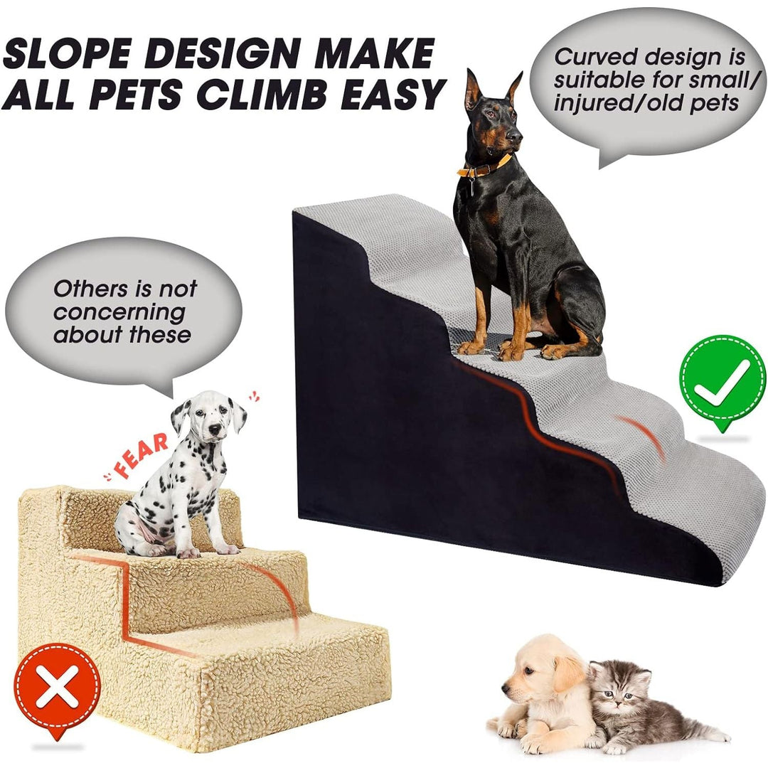 INRLKIT Dog Stairs for High Beds, Dog Steps Pet Stairs for High Beds Up to 24 - 28 inches High, Soft Dog Stairs for Small Medium Dogs, 5 Tiers Dog Steps for Small Pets, Cats - Just Closeouts Canada Inc.