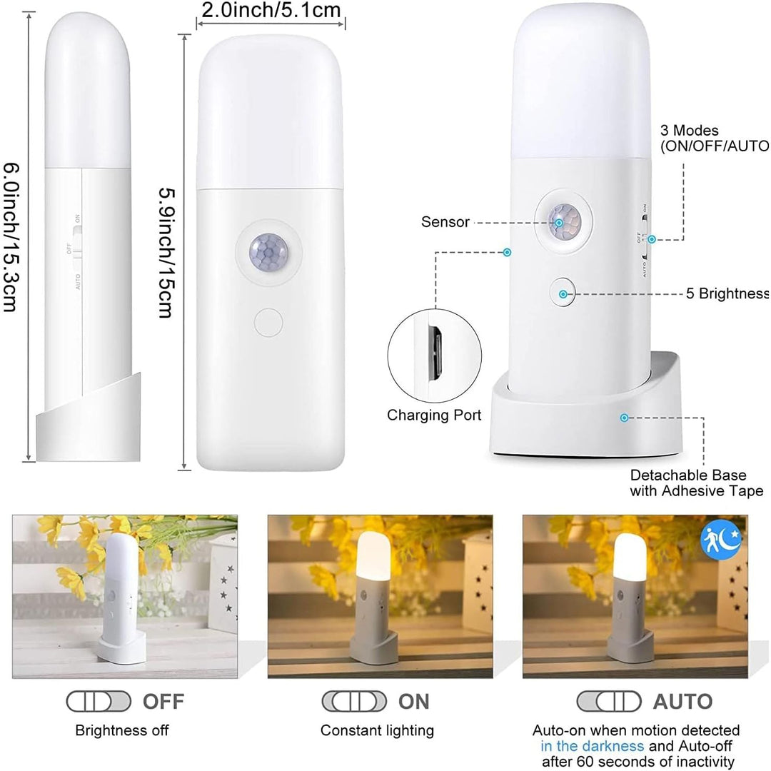 Intelligent Human Body LED Night Light Dimming USB Charging Bedroom Bedside with Sensitive Sensing Large Capacity Battery Portable Multifunctional Design for Multiple Scenes - Just Closeouts Canada Inc.B08L7PKHPN