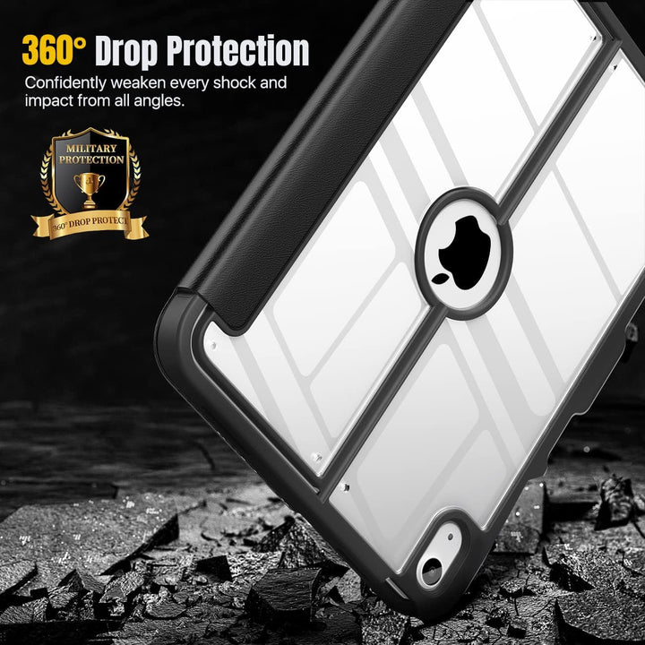 iPad 11 - inch (A16) 11th Generation Case 2025/ iPad 10th Generation Case with Pencil Holder 2022 10.9 inch, Built - in Screen Protector Clear Back, Multi Angle Viewing Stand, Notebook Black - Just Closeouts Canada Inc.