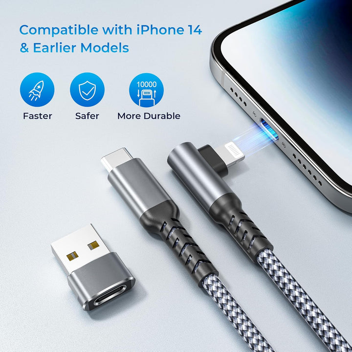 iPad 9th 8th Generation Charger Cable with USB Adapter 3.3FT,USB C to Lightning Cable,Right Angled Old Fast Charging Power Cord for Apple iPhone 14 13 12 11 Pro Max Plus,XS XR X 8 7 SE,Car - Just Closeouts Canada Inc.X004M7ECYX