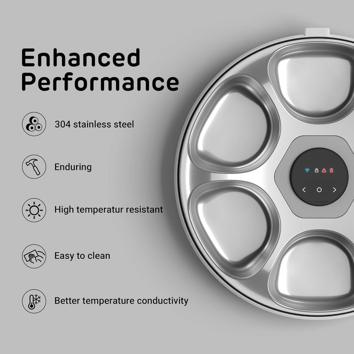 iPettie Upgraded Replacement Food Tray for Donut Frost Automatic Cat Feeder - Corrosion Resistant 304 Stainless Steel, 6 Isolated Portions, Waterproof and Dishwasher Safe - Just Closeouts Canada Inc.