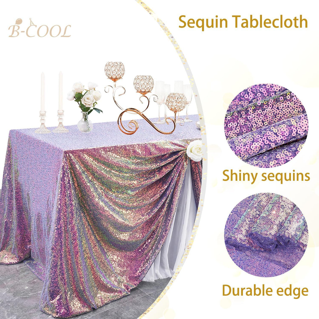 Iridescent Purple Sequin Tablecloth, 90 × 132 in - Just Closeouts Canada Inc.X00451TKDJ