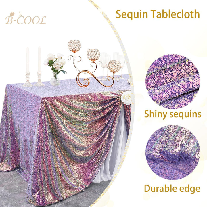 Iridescent Purple Sequin Tablecloth, 90 × 132 in - Just Closeouts Canada Inc.X00451TKDJ