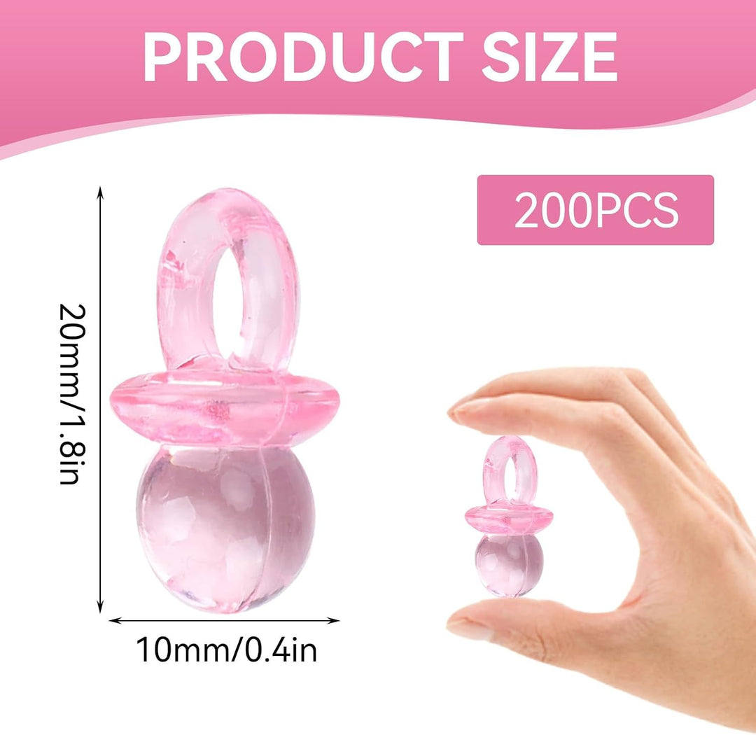 Size of pink mini pacifier decorations
