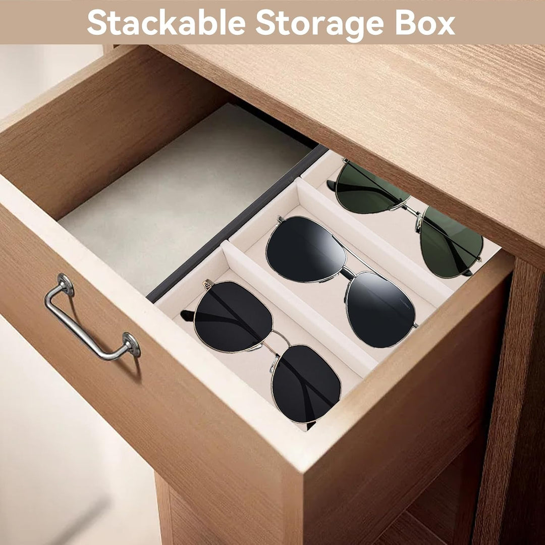 Black glasses tray inside drawer