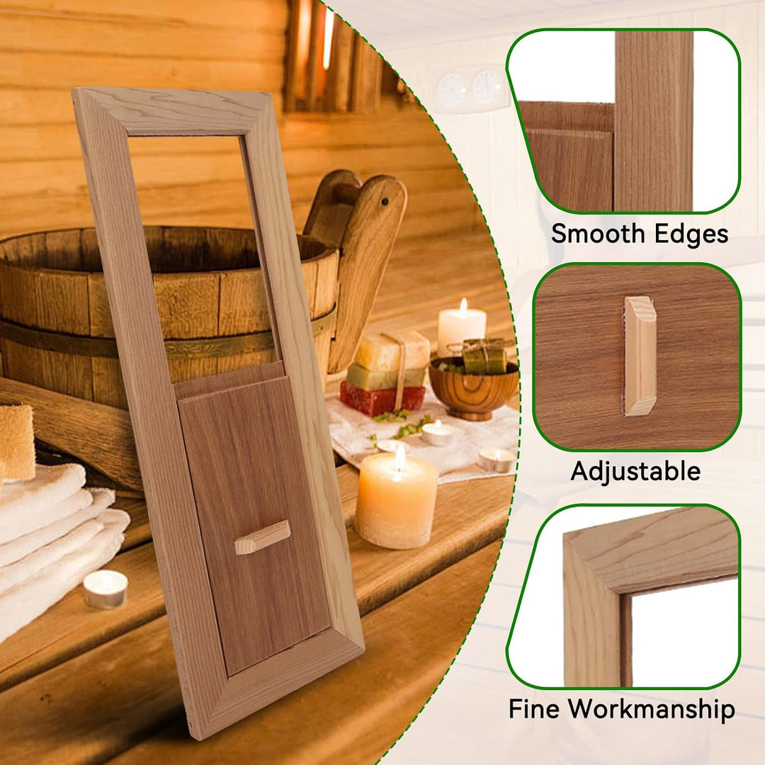 Cedar vent close-ups and sliding handle