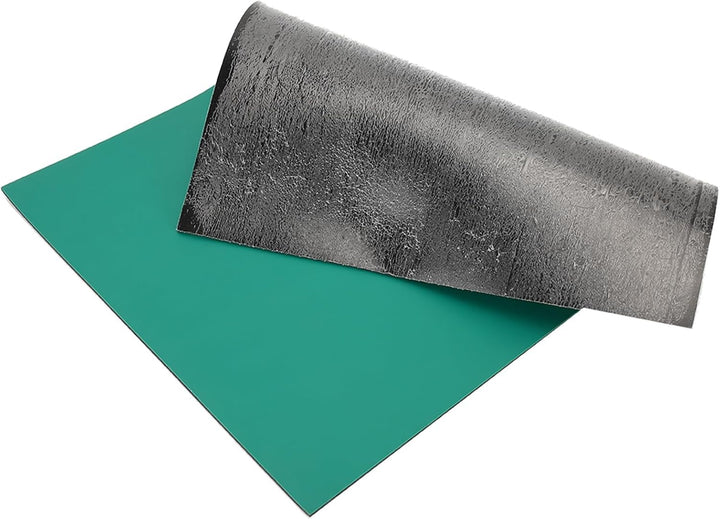 Green work mat with underside lifted