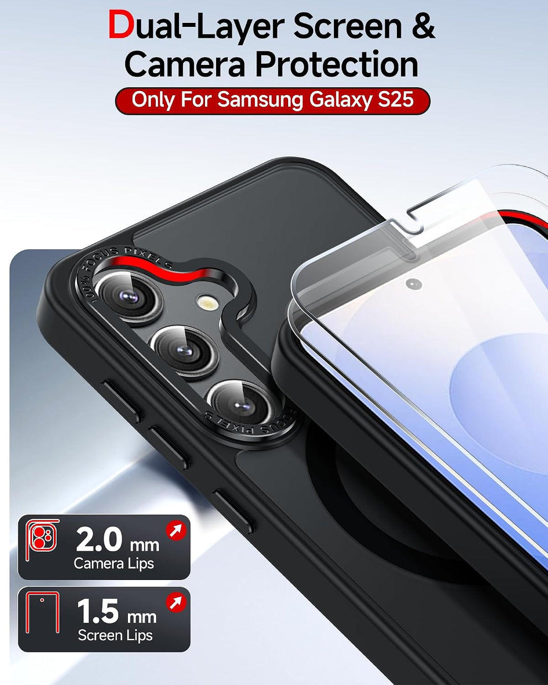 Black Galaxy S25 case magnetic ring detail