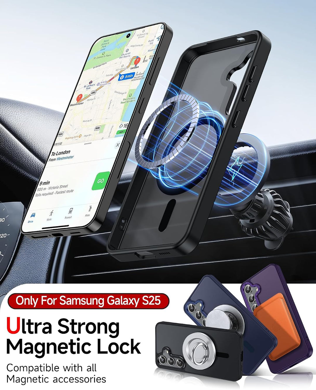 Black matte Samsung Galaxy S25 case detail