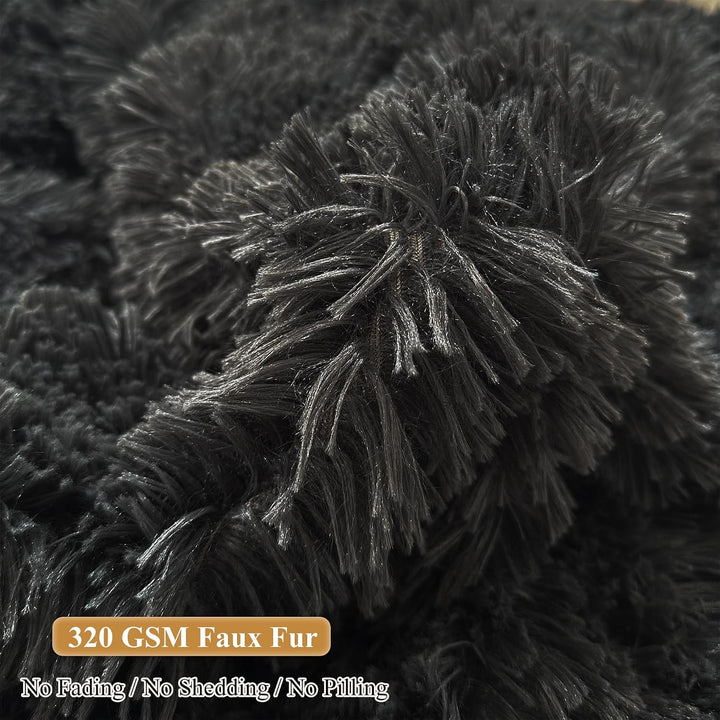 Dark grey plush faux fur large bean bag cover, view 6