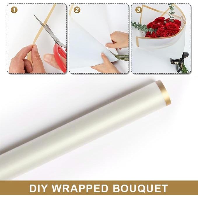 White gold-edge paper used to wrap a bouquet