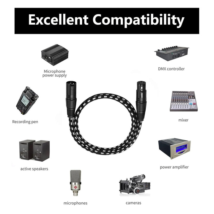 Short XLR cable compatible with audio equipment
