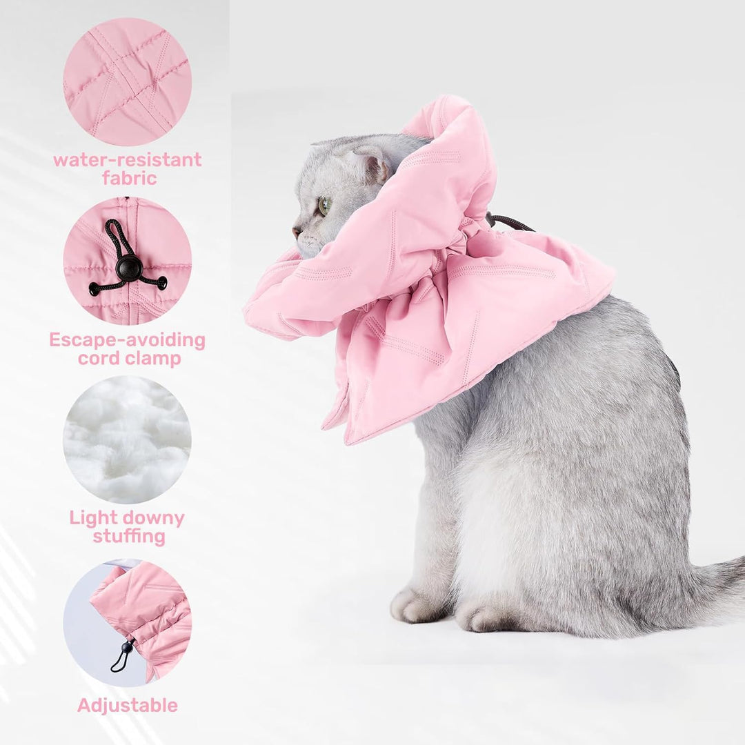 Water-resistant fabric and adjustable cord clamp on pink cat collar