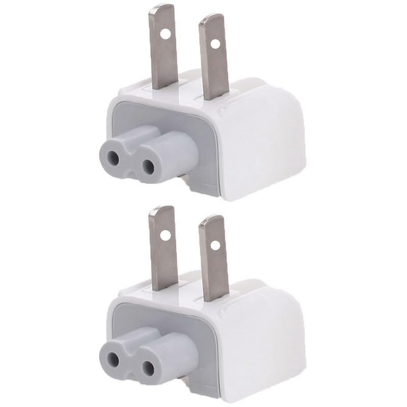 Two white foldable AC wall plug heads