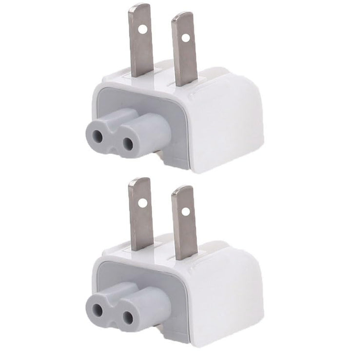 Two white foldable AC wall plug heads