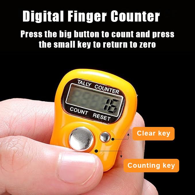 Count button and reset button on digital tally counter
