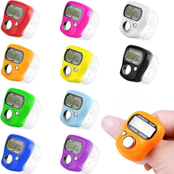 Ten assorted-colour electronic finger tally counters