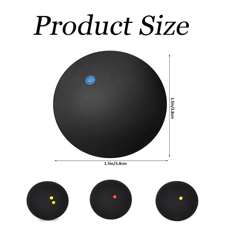 Squash ball set size guide showing four dot types