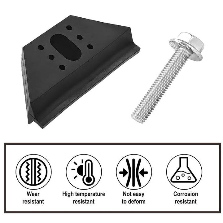 Angled view of battery base clamp and bolt